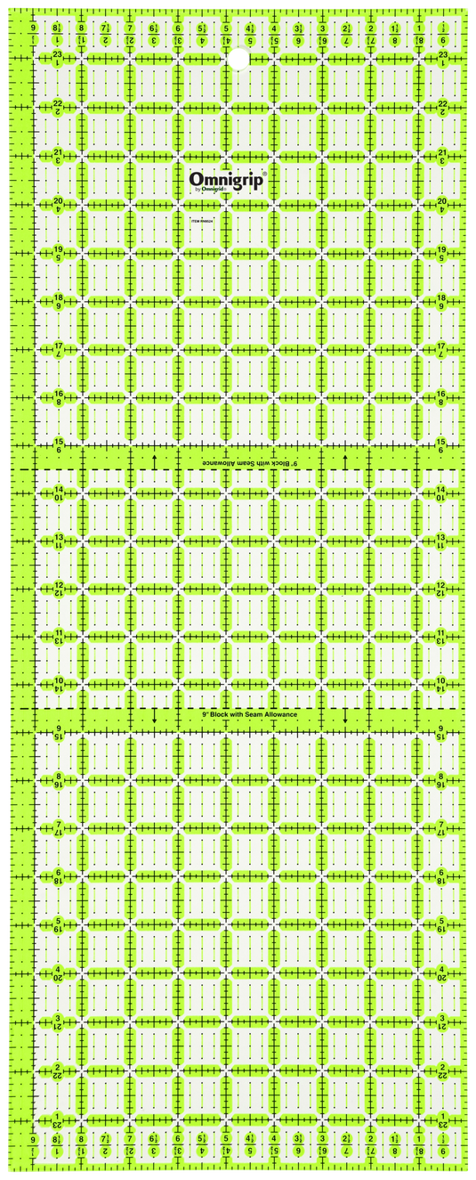 RN9524|Omnigrid Omnigrip Neon Rectangle Ruler, 9-1/2" x 24"