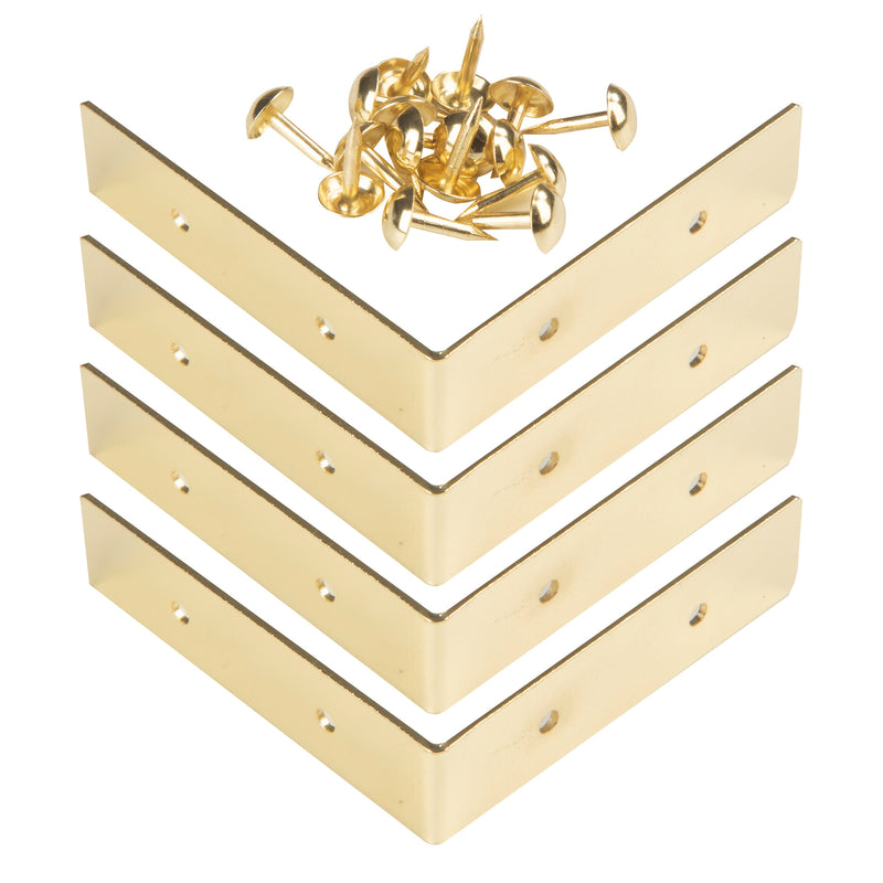 Load image into Gallery viewer, 44790-35|Dritz Smooth Right Angle Corners, Small, Brass, 4 pc