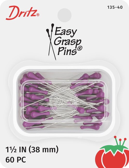 135-40|Dritz 1-1/2" Easy Grasp Pins, Purple, 60 Pieces