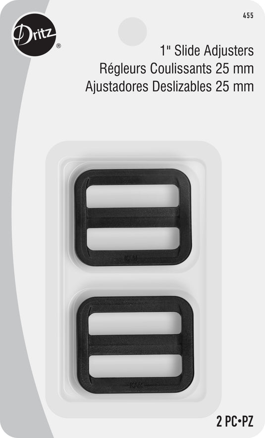 455|Dritz 1" Slide Adjusters, Black, 2 pc