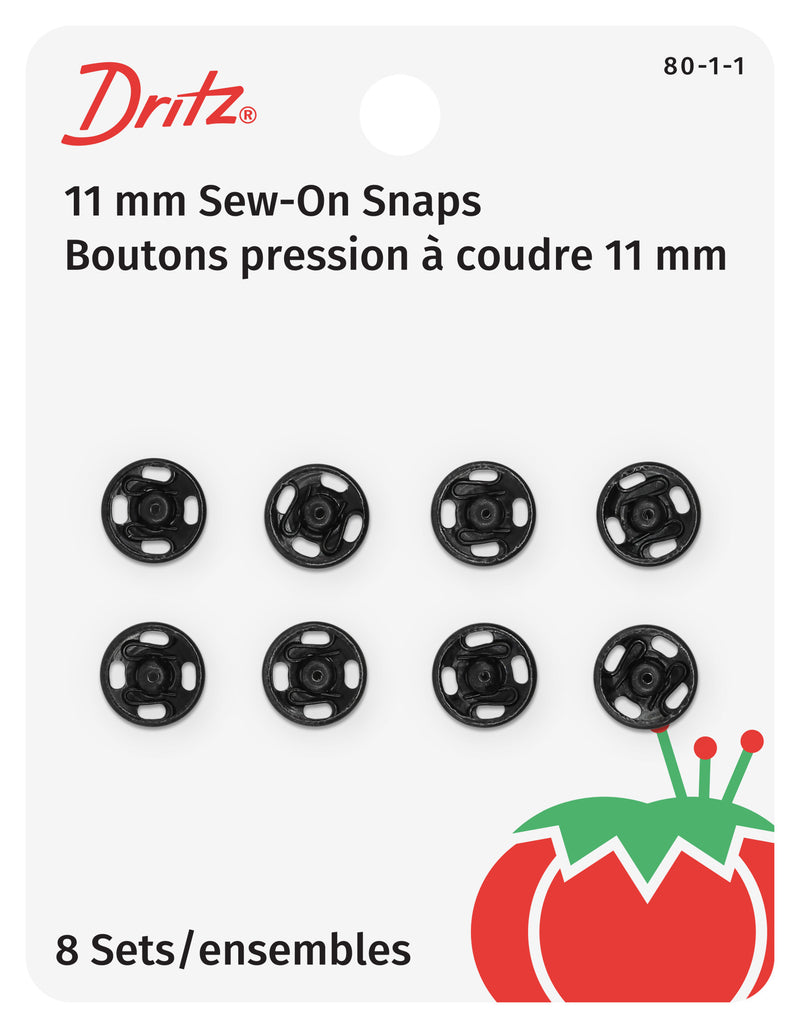 Load image into Gallery viewer, 80-1-1|Dritz Sew-On Snaps, 8 Sets, Size 1, Black