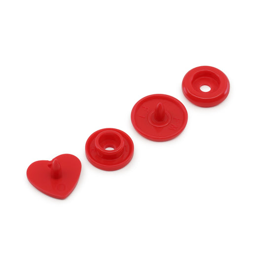 984-H-6|Dritz Plastic Color Heart Snaps, 12 Sets, Red