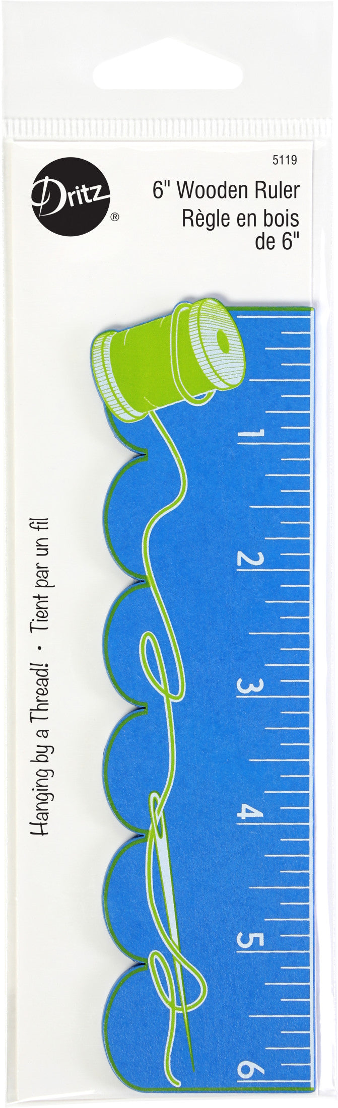 Load image into Gallery viewer, 5119|Dritz 6" Wooden Ruler, Thread Spool