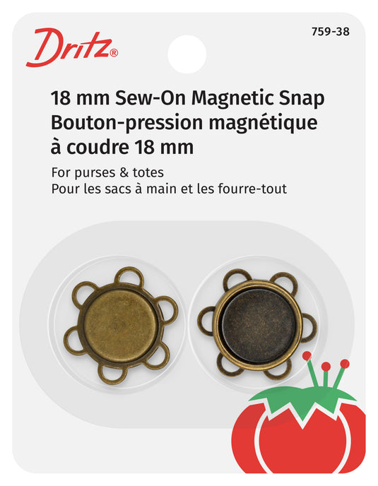 759-38|Dritz Magnetic Flower Sew-On Snap, 1 Set, Antique brass