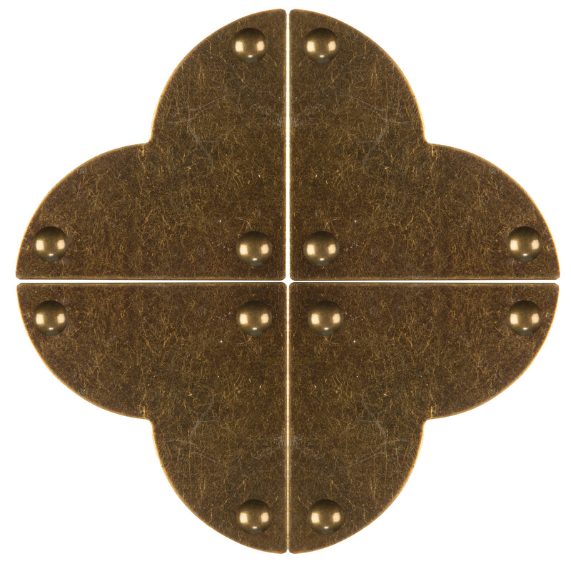 Load image into Gallery viewer, 44792-38|Dritz Smooth Quatrefoil Corners, Small, Antique Brass, 4 pc