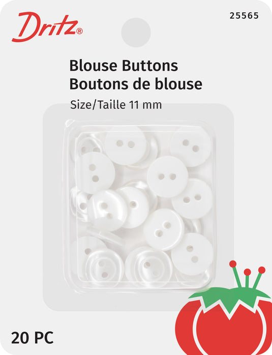 25565|Dritz Blouse Buttons, White Pearl, 11mm, 20 PC