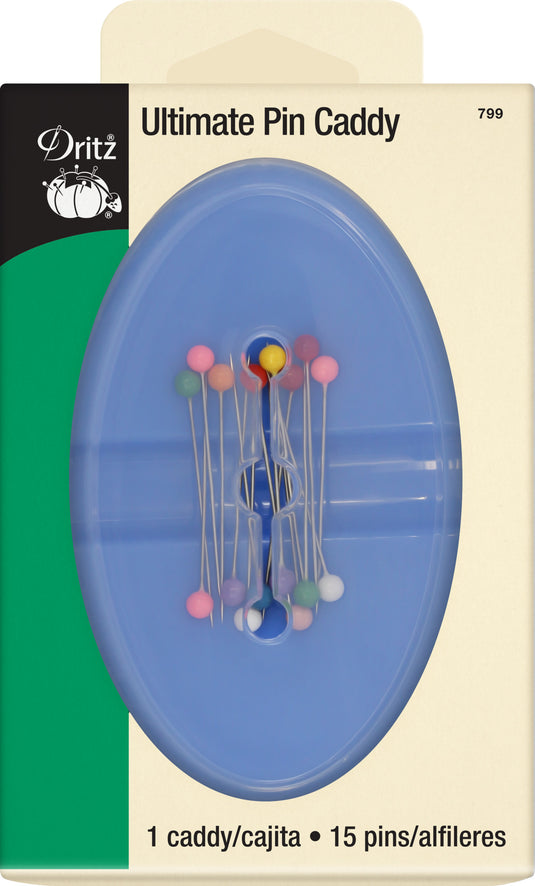 799|Dritz Ultimate Magnetic Pin Caddy with Ball Pins, Assorted Colors, 1 Caddy, 15 Ball Pins