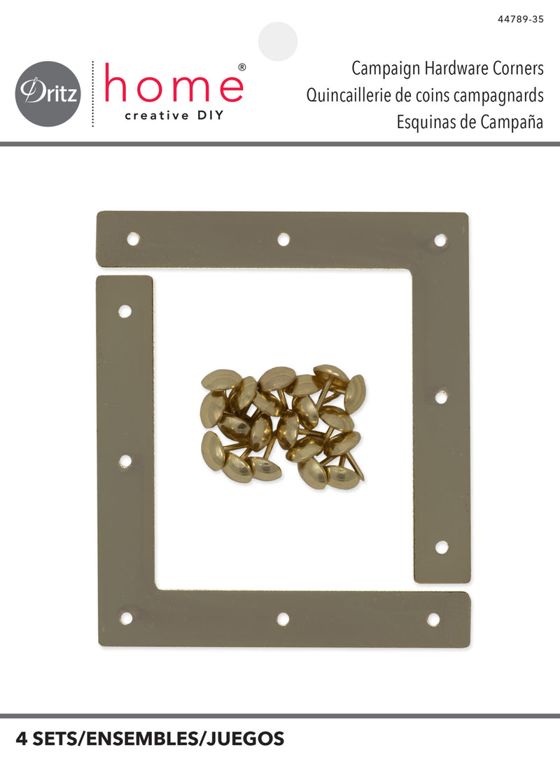 Load image into Gallery viewer, 44789-35|Dritz Smooth Campaign Hardware Corners, Large, Brass, 4 pc
