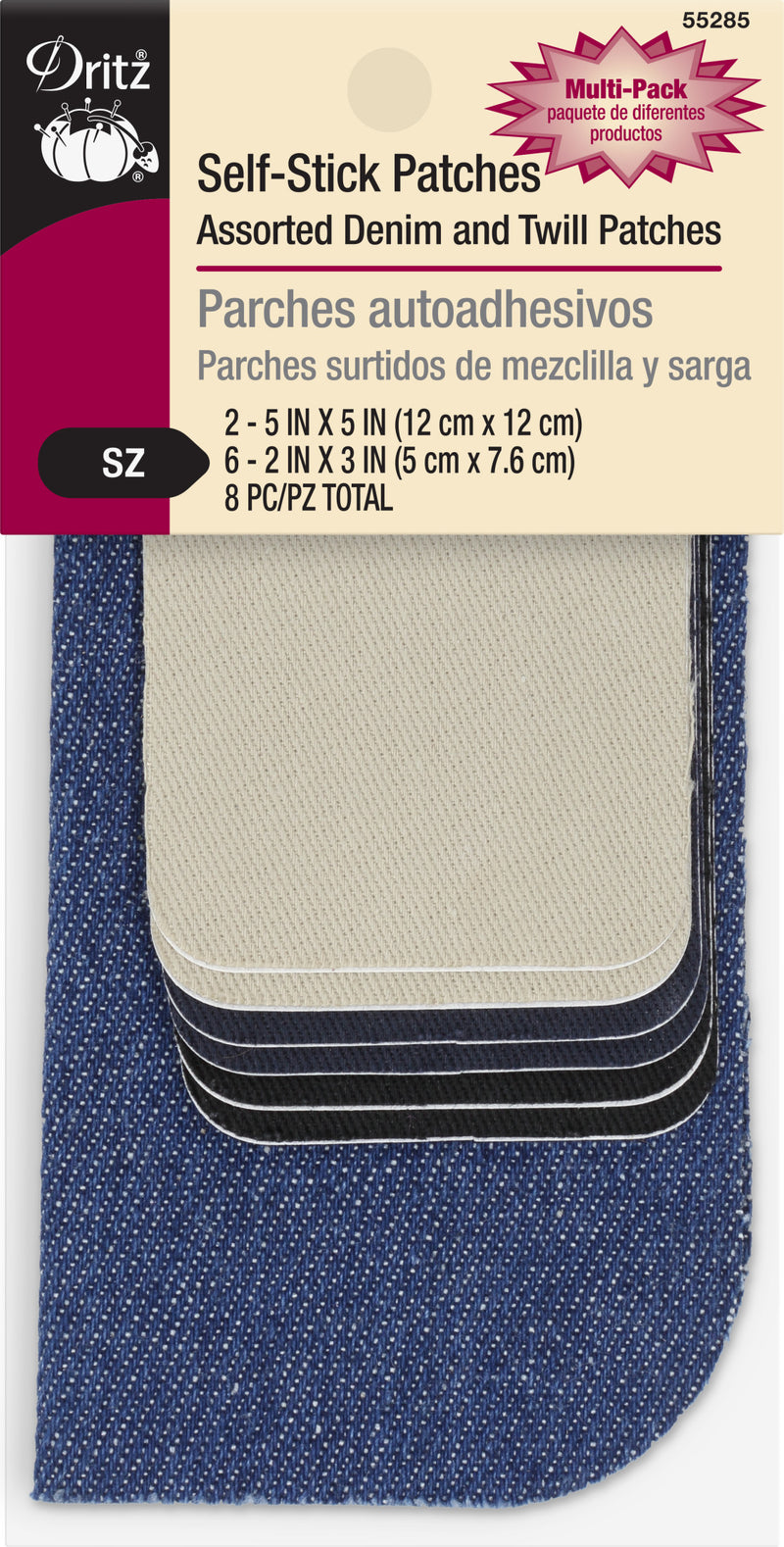 Cargue la imagen en el visor de la galería, 55285|Dritz Self-Stick Denim &amp; Twill Patches, Assorted, 8 pc