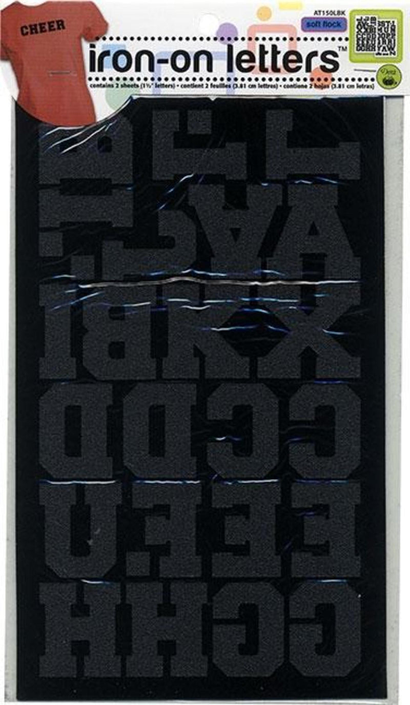 Load image into Gallery viewer, AT150LBK|Dritz Soft Flock Iron-On Letters, 2 Sheets, Black