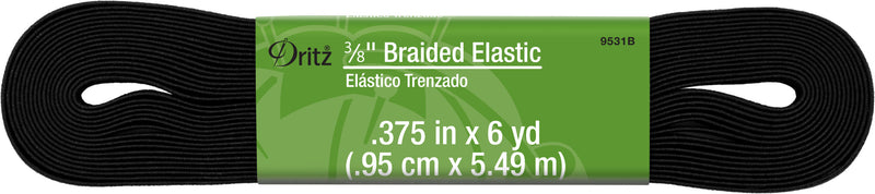 Cargue la imagen en el visor de la galería, 9531B|Dritz 3/8" Black Braided Elastic, 6 yd
