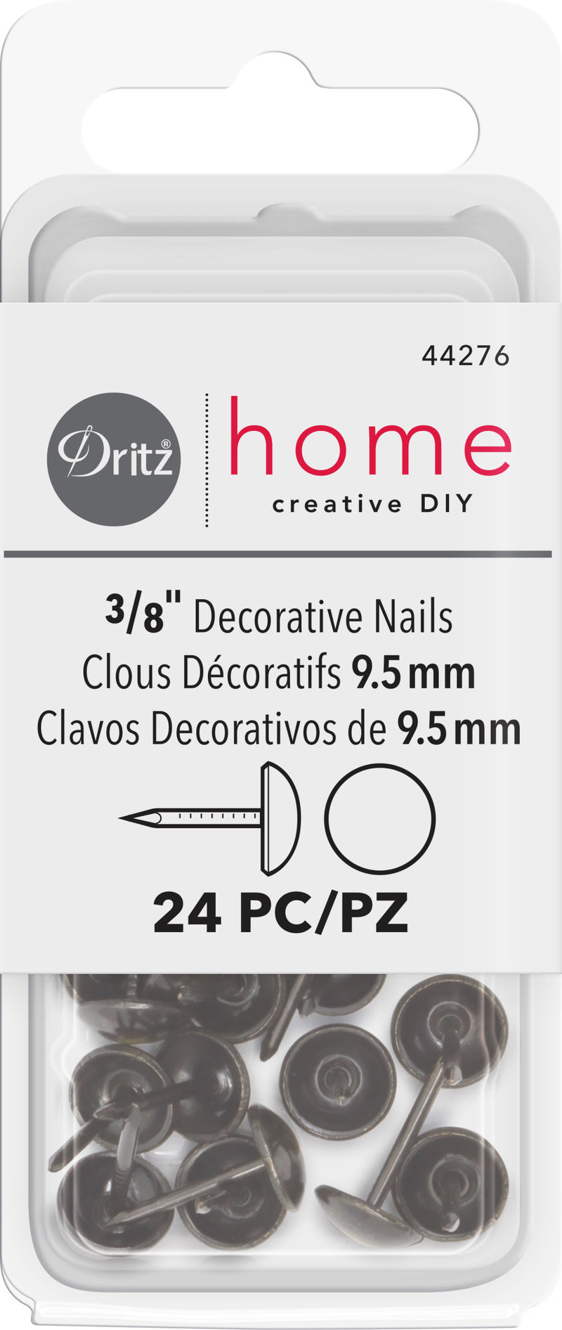Load image into Gallery viewer, 44276|Dritz 3/8" Decorative Nails, Black &amp; Gold, 24 pc