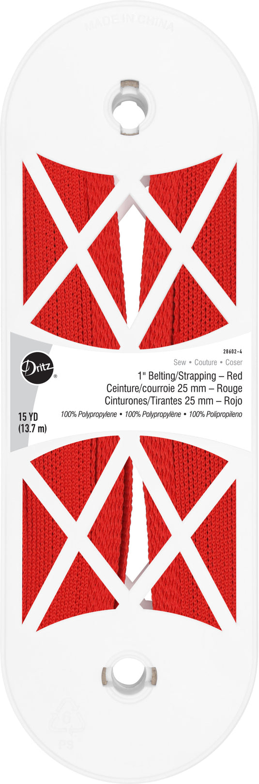 28602-4|Dritz 1" Polypro Belting & Strapping, Red, 15 yd
