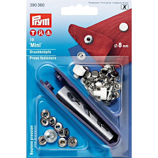 390360|Prym MINI 8 mm silver with tools 10pc