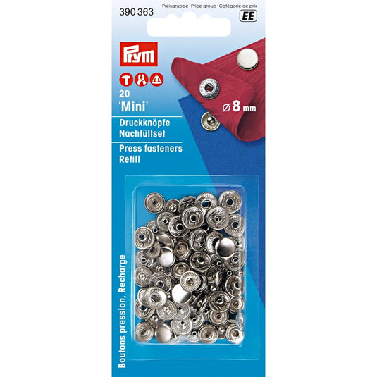 390363|Prym MINI 8 mm refill silver 20pc