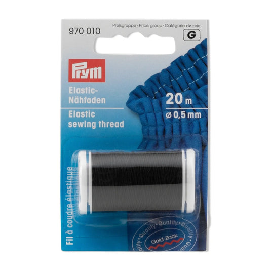 970010|Prym Elastic Sewing Thread, Black, 22 YD (20 M)
