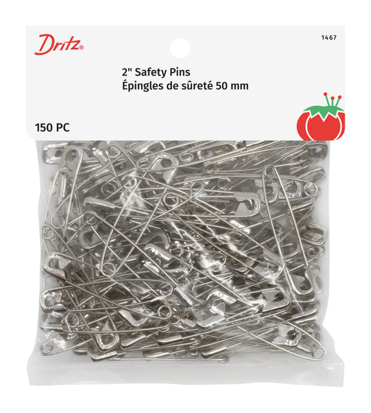 1467|Dritz 2" Safety Pins, Nickel, 150 pc