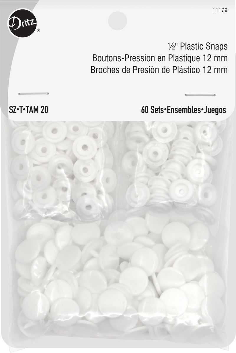 Load image into Gallery viewer, 11179|Dritz 1/2" Plastic Snaps, White, 60 Sets