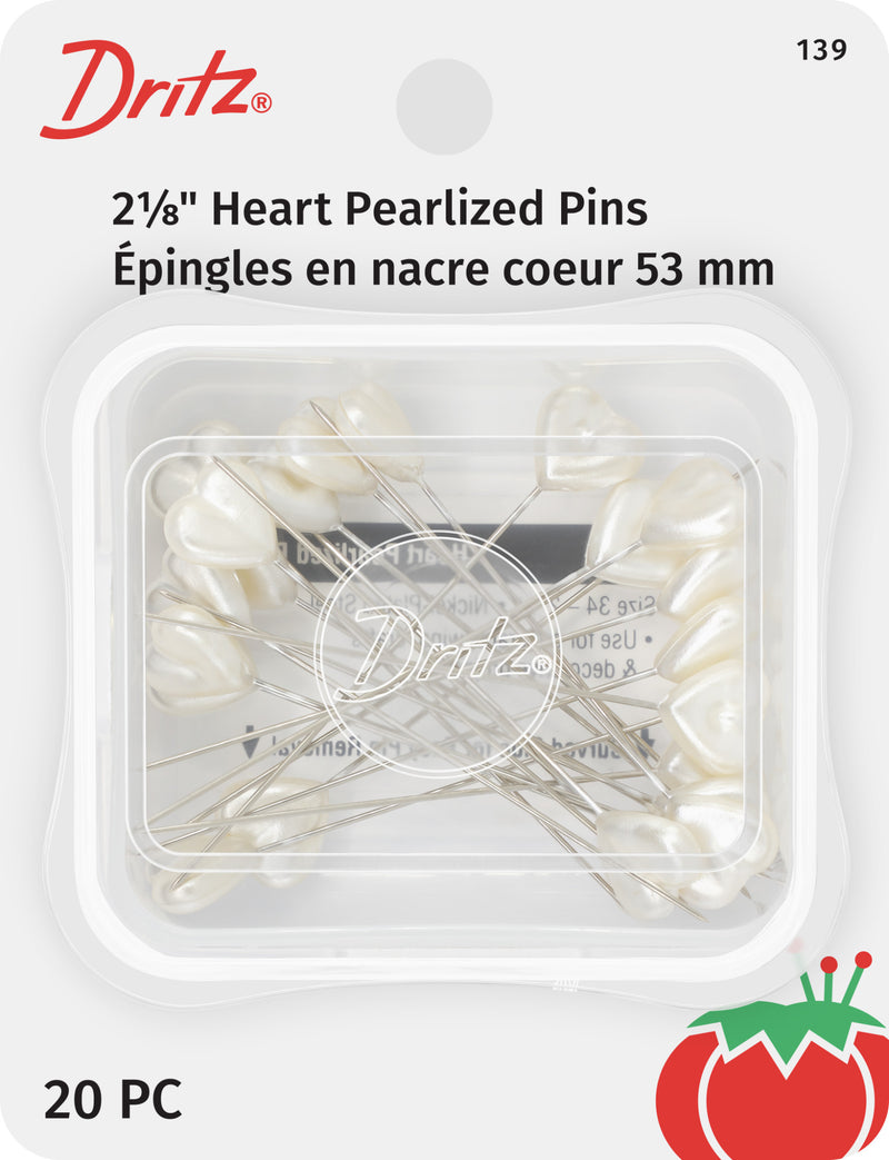 Load image into Gallery viewer, 139|Dritz 2-1/8" Heart Pearlized Pins, White, 20 pc