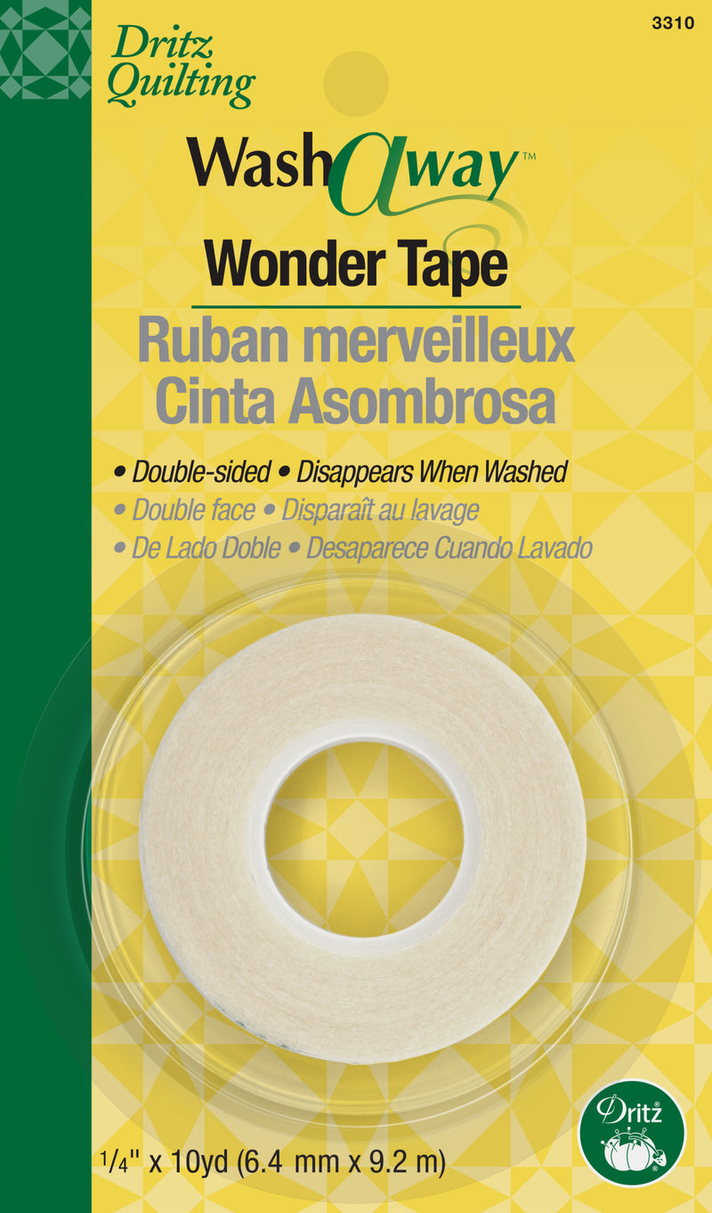 Cargue la imagen en el visor de la galería, 3310|Dritz Wash-A-Way Wonder Tape, Double-Sided, 1/4" x 1-Yards, 1 Roll, White