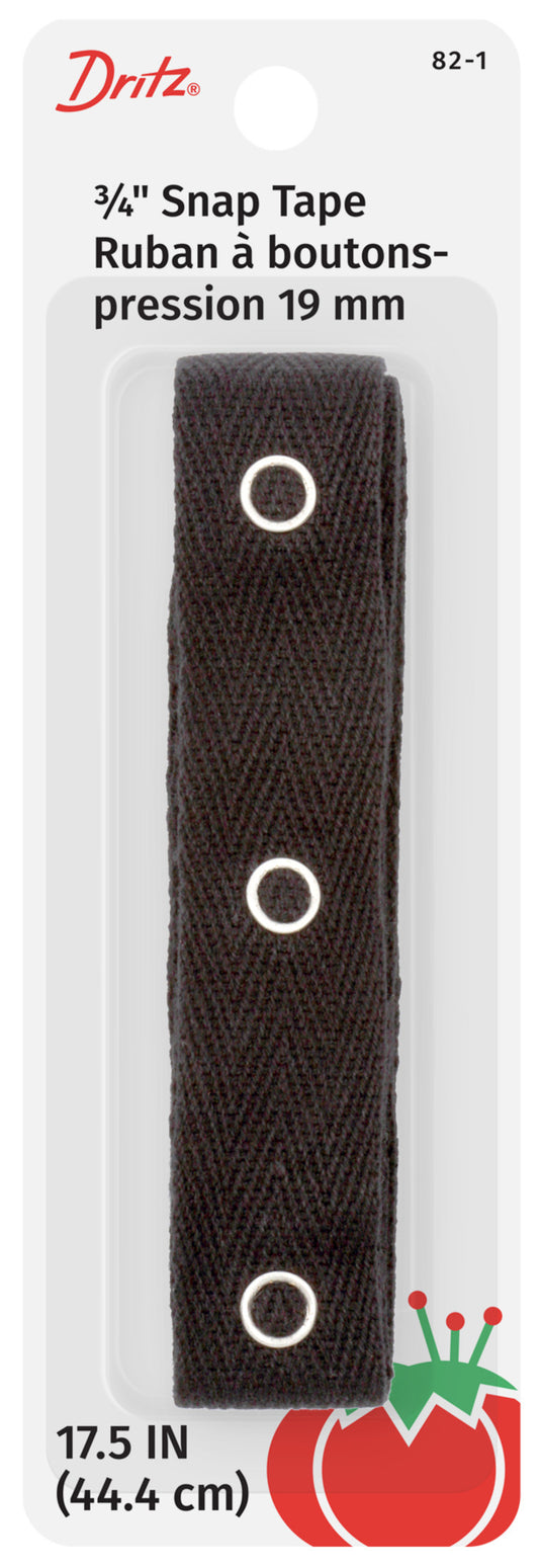 82-1|Dritz 17-1/2" Snap Tape, 12 Snaps, Black