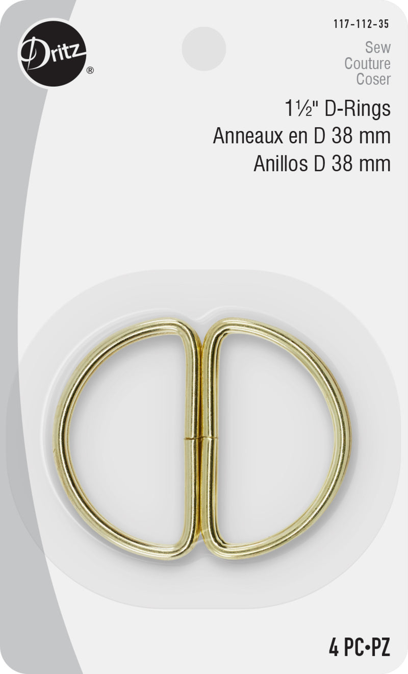 Load image into Gallery viewer, 117-112-35|Dritz 1-1/2" D-Rings, Gilt, 4 pc
