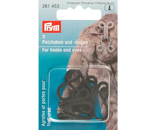 261453|Prym Fur Hooks & Eyes, Black, 3 PC