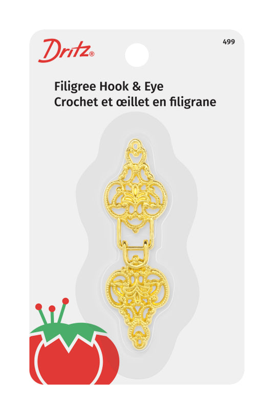 499|Dritz Filigree Hook & Eye, 1 pc, Gold