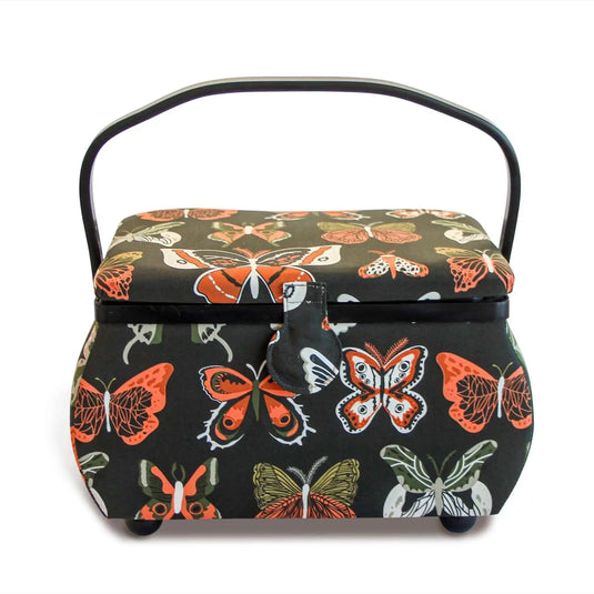 612065| Curved Sewig Basket, Large, Orange Butterfly