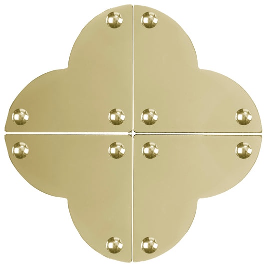 44793-35|Dritz Smooth Quatrefoil Corners, Large, Brass, 4 pc