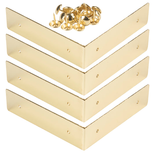 44791-35|Dritz Smooth Right Angle Corners, Large, Brass, 4 pc