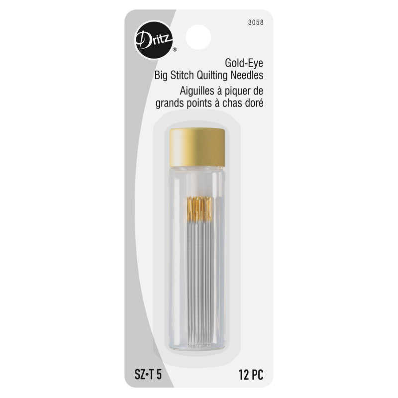 Load image into Gallery viewer, 3058|Dritz Gold-Eye Big Stitch Quilting Needles, Size 5, 12 pc