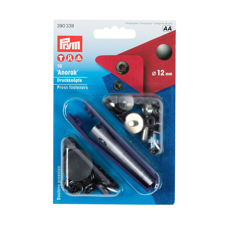 Load image into Gallery viewer, 390339|Prym ANORAK 12 mm black oxidized with tools 10pc