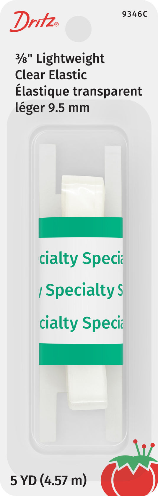 9346C|Dritz 3/8" Lightweight Clear Elastic, Clear, 5 yd