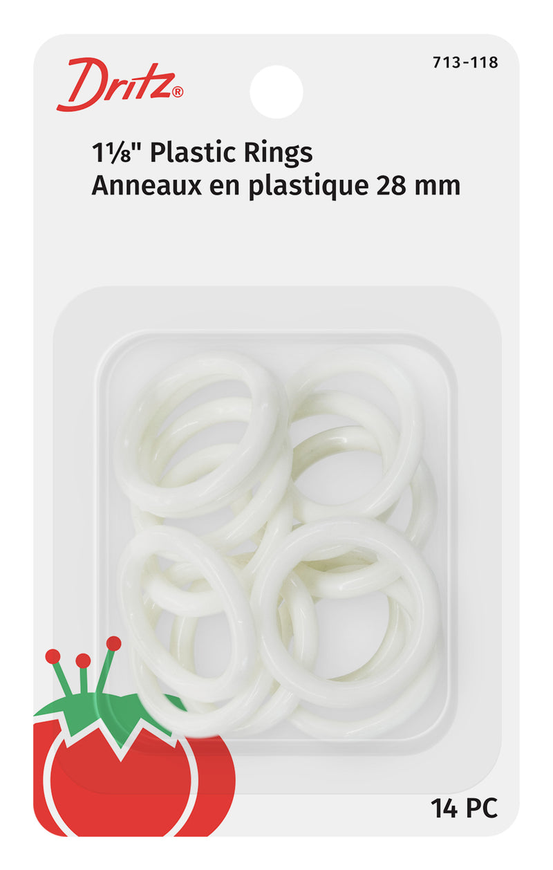 Load image into Gallery viewer, 713-118|Dritz 1-1/8" Plastic Rings, White, 14 pc