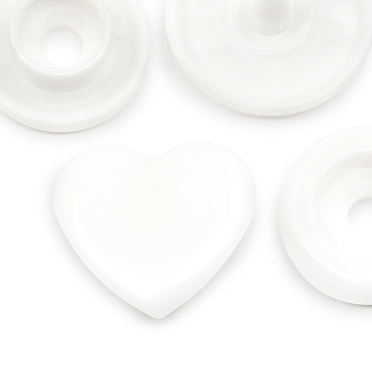 984-H-9|Dritz Plastic Color Heart Snaps, 12 Sets, White