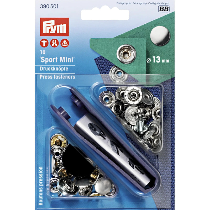 Load image into Gallery viewer, 390501|Prym SPORT Mini 13 mm black oxidized with tools 10pc
