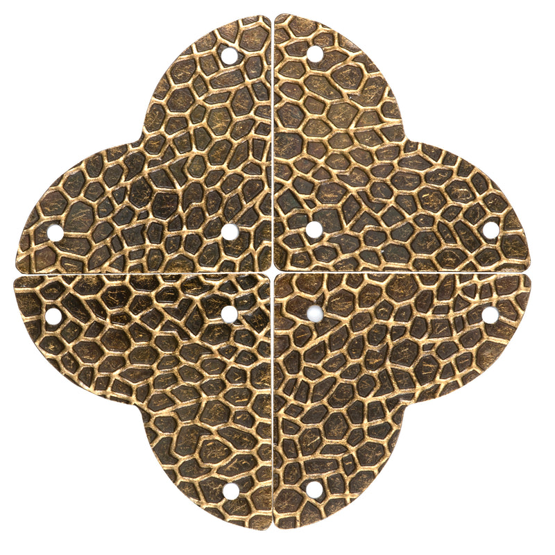 Load image into Gallery viewer, 44798-38|Dritz Textured Quatrefoil Corners, Small, Antique Brass, 4pc