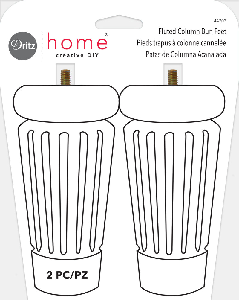 Load image into Gallery viewer, 44703|Dritz Fluted Column Bun Feet, Natural, 2 pc