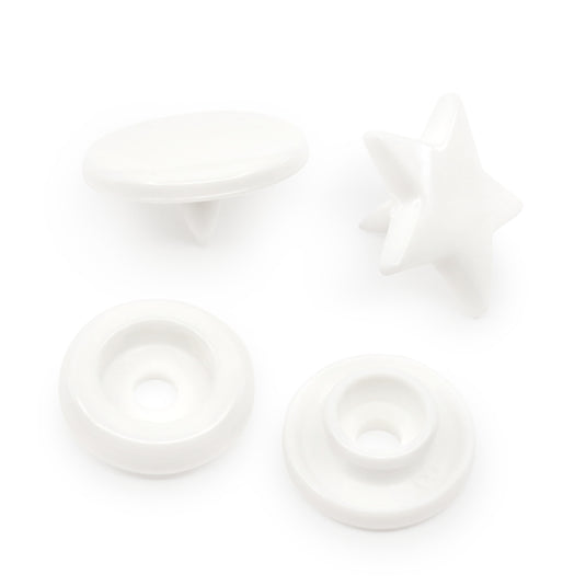 984-S-9|Dritz Plastic Color Star Snaps, 12 Sets, White