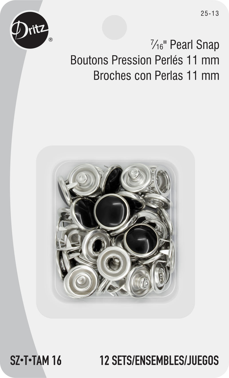 Load image into Gallery viewer, 25-13|Dritz 7/16" Pearl Snap Fasteners, 12 Sets, Black