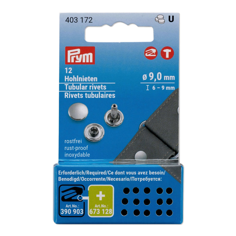 Load image into Gallery viewer, 403172|Prym RIVETS Tubular 9 mm /6-9 mm refill silver 12pc