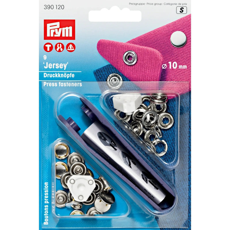 Load image into Gallery viewer, 390120|Prym JERSEY 10 mm silver cap with tools 9pc