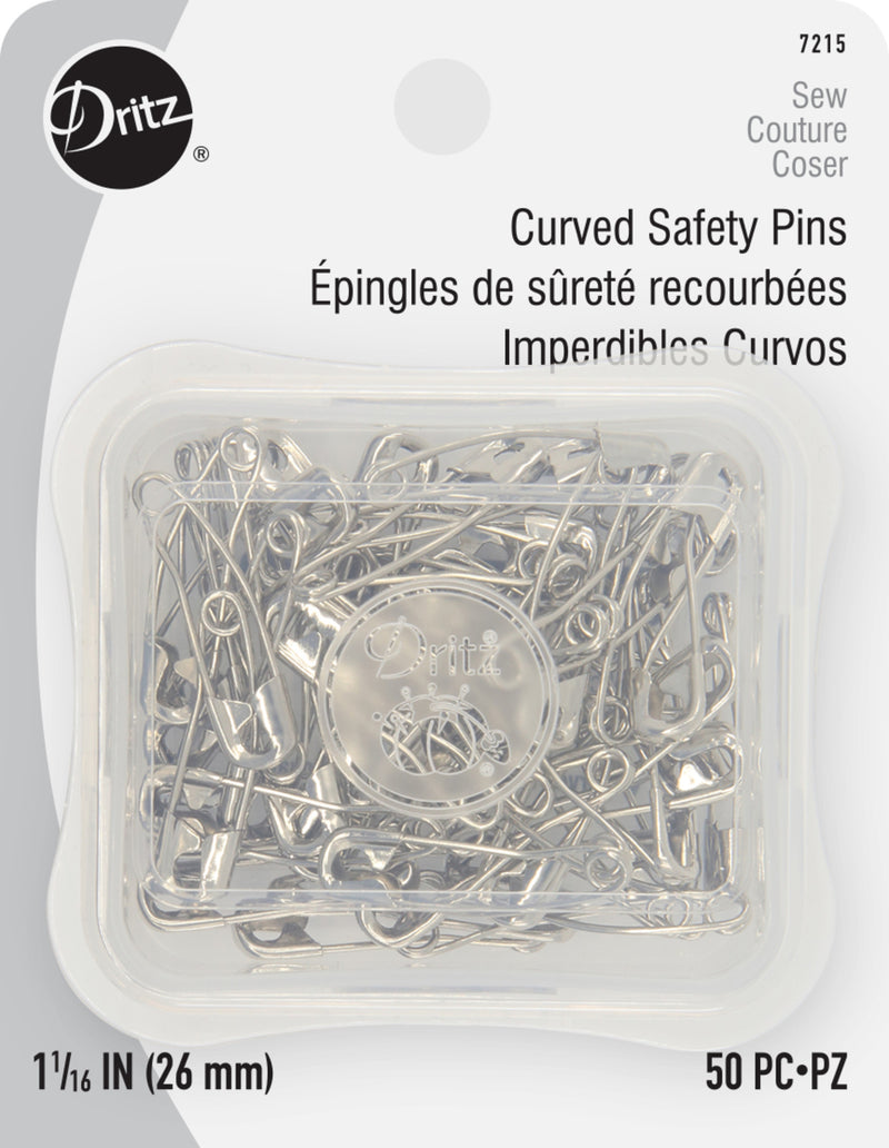 Load image into Gallery viewer, 7215|Dritz 1-1/16" Curved Safety Pins, Nickel, 50 pc