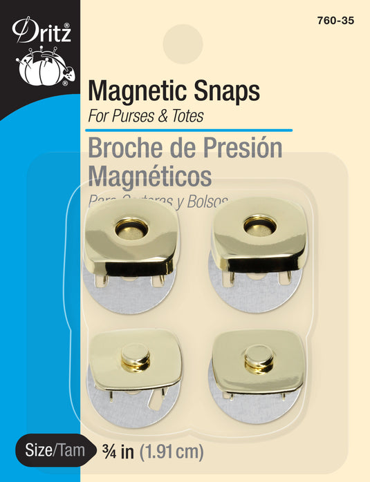 760-35|Dritz 3/4" Square Magnetic Snaps, 2 Sets, Gold
