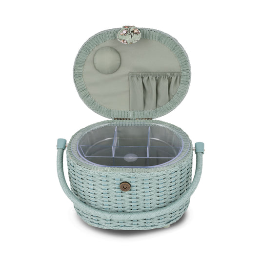 Z10314-21|Dritz Oval Weaved Sewing Basket, Small