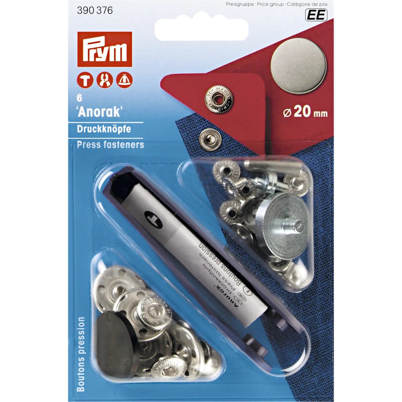 Load image into Gallery viewer, 390376|Prym ANORAK 20 mm antique steel matte with tools 6pc