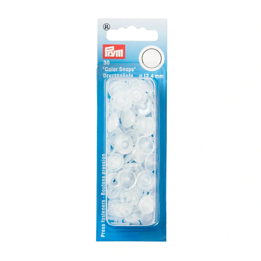 393199|Prym Non-Sew Color Snaps 12.4 mm, 30 pc, Glossy Clear