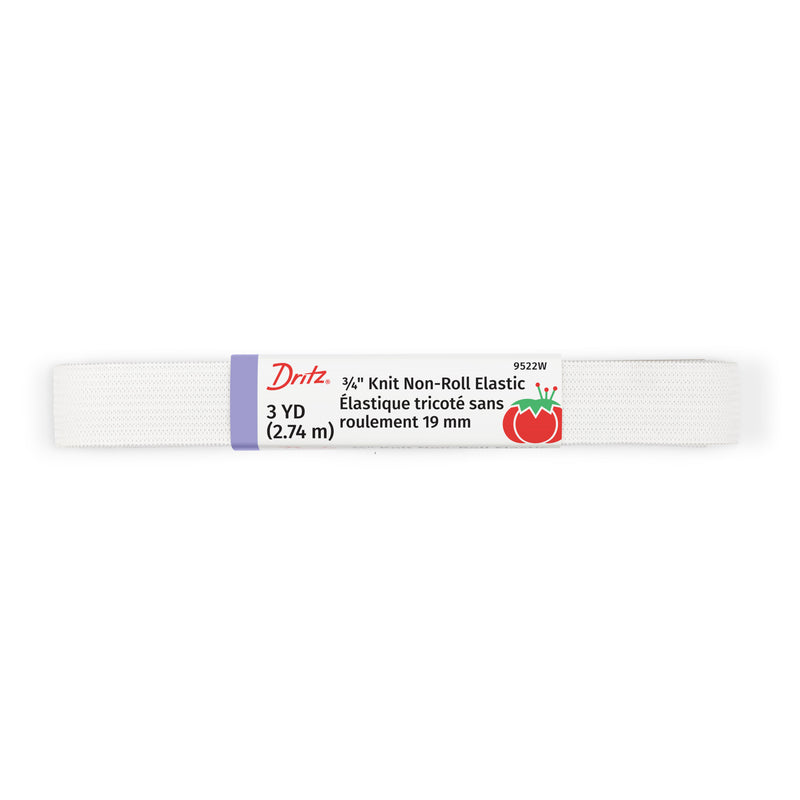 Cargue la imagen en el visor de la galería, 9522W|Dritz 3/4" Knit Non-Roll Elastic, White, 3 yd