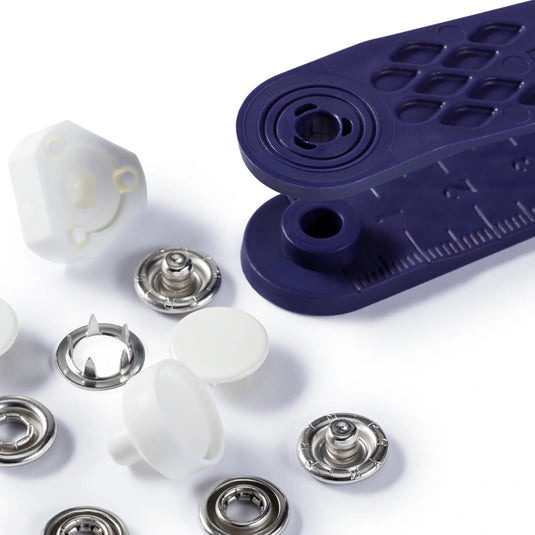 390171|Prym JERSEY 12 mm white cap with tools 6pc